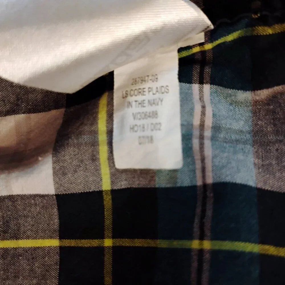 Old Navy Blue Gray Plaid Long Sleeve Button Down Shirt Size S